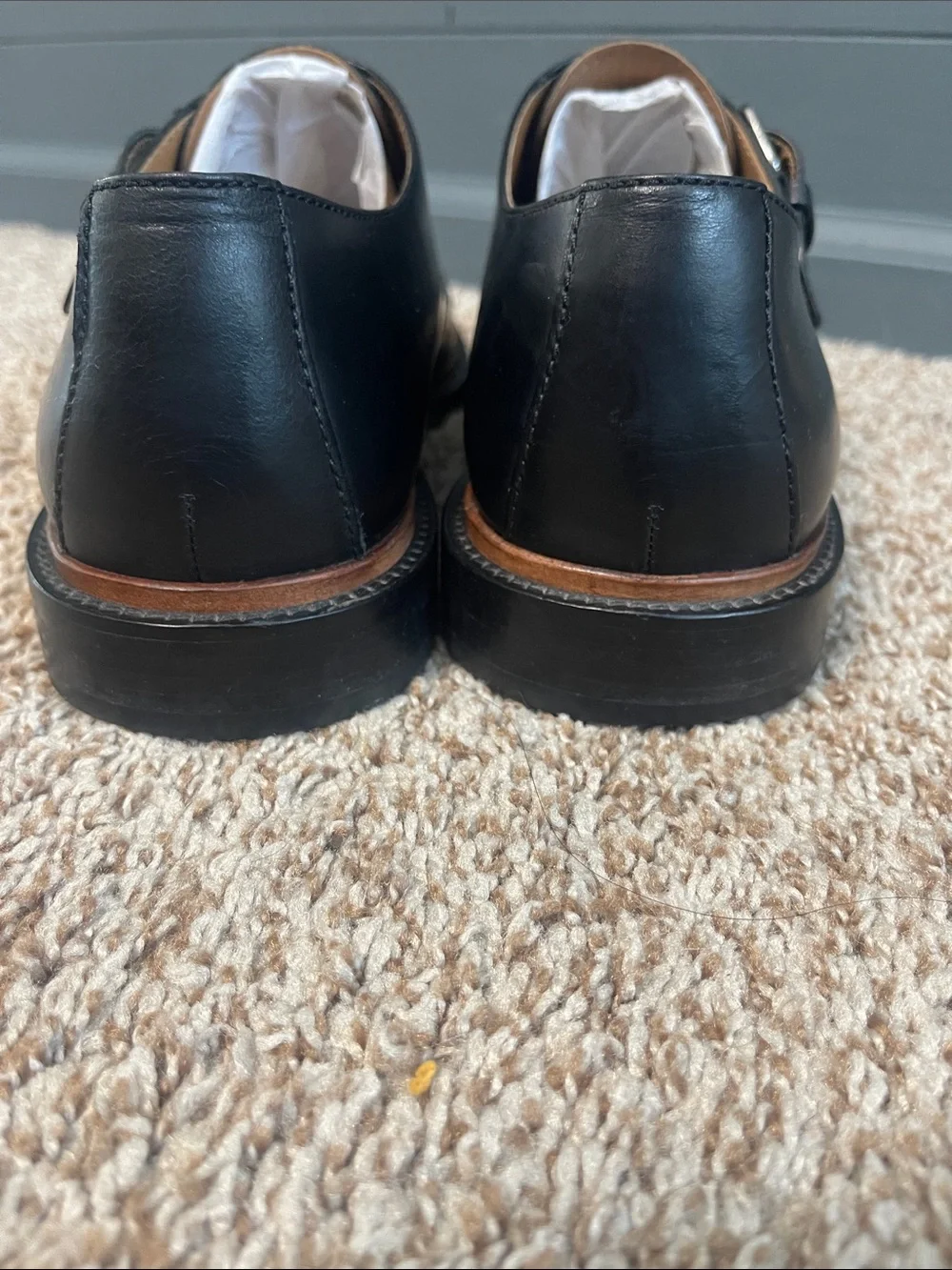 Coach Black Leather Single-Buckle Monk Strap Oxfords